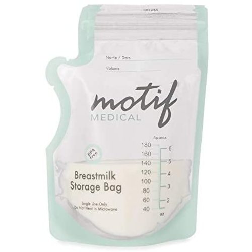 Motif Medical, Milk Storage Bags, 8 oz Milk Freezer Bag with Easy Pour Spout, BPA Free, Write-On Label - 90 Count