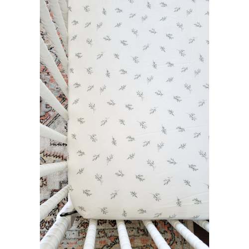 Sage Leaf Muslin Crib Sheet