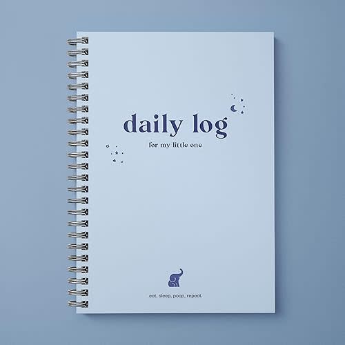 Baby Daily Log Book, Track and Monitor Newborn Nursing, Sleep, Diaper and Milestones. Gift for New Parents, Grandparents, Babyshower, Nanny or Daycare - Hardcover Spiral Leather A5 (Blue)