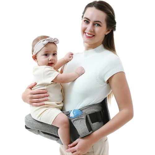 Baby Hip Carrier-Hip Carrier for Baby, Ergonomic Baby Carrier with Hip Seat, Baby Hip Seat Carrier with Adjustable Waistband & Multiple Pockets, Hip Carrier for Toddlers & Newborns up to 45lbs