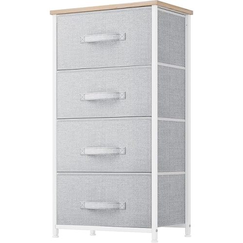 DWVO 4 Drawers Dresser, Dresser for Bedroom, Fabric Storage Tower, Chest of Drawers, Organizer Unit for Closets, Living Room