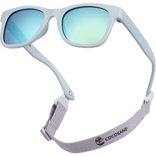 COCOSAND Flexible Baby Sunglasses with Strap Polarized UV Protection for Toddler Infant Newborn Boy Girl Age 0-24 Months