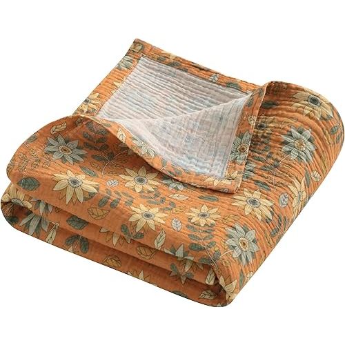 NTBAY Muslin Baby Swaddle Blanket, 2-Layer, 30x40 Lightweight Receiving Blanket for Newborns and Infants, Crib Stroller Travel Use, Vintage Daisy Bloom