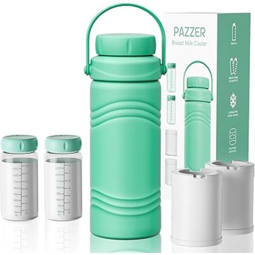 Portable Breast Milk Cooler Bottle, Rapid-cooling Breast Milk, Cooling for 24H Compact Design Travel Breastmilk Cooler 17oz Breastmilk Storage Bottles with 2pcs Inner Bottles, Breastfeeding Essentials