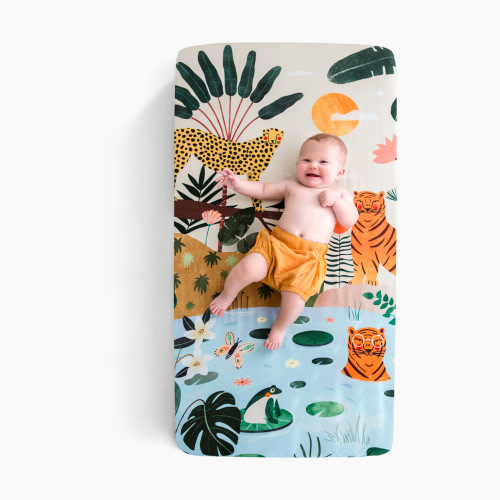 Rookie Humans Cotton Sateen Crib Sheet - In The Jungle