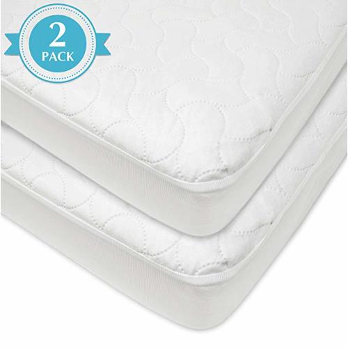 American Baby Company Waterproof Fitted Pack N Play Playard Protective Pad Cover, White (2 Count), for Boys and Girls - Pack N Play/Playard