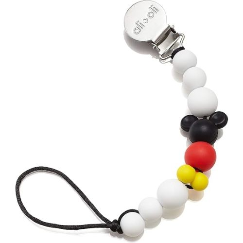 Ali+Oli Silicone Pacifier Clip for Baby (Mouse) 100% Food-Grade BPA Free Newborn Pacifier Holder Infant Binky Clip for Baby Boy or Girl