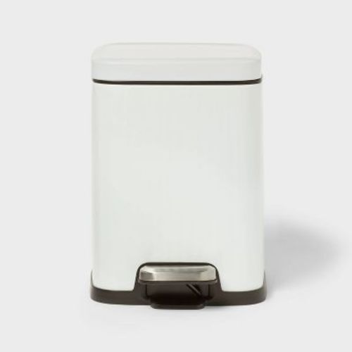 4L Ribbed Stainless Steel Step-On Trash Can White - Brightroom™