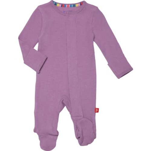 Pink Waffle Knit Long Sleeve Magnetic Footie