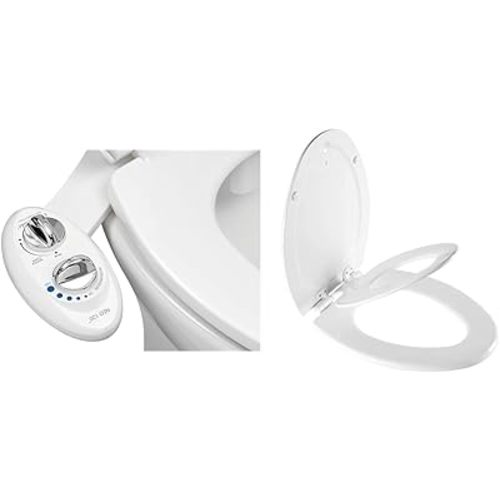 LUXE Bidet NEO 120 Non-Electric Bidet & Mayfair NextStep2 Toilet Seat with Built-in Toddler Potty Training Seat