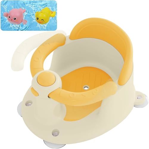 Baby Bath Seat for Babies 6 Months & Up, Bath Seats for Babies Sitting Up, 3 Baby Bath Toys, Open Design, Non-Slip, Compact Toddler Bath Seat.