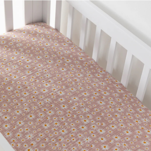 Mini Crib Sheet in GOTS Certified Organic Muslin Cotton