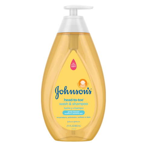 Johnson's Head-To-Toe Gentle Baby Wash & Shampoo, Tear-Free, Sulfate-Free & Hypoallergenic Wash for Baby’s Sensitive Skin & Hair, 27.1 fl. oz