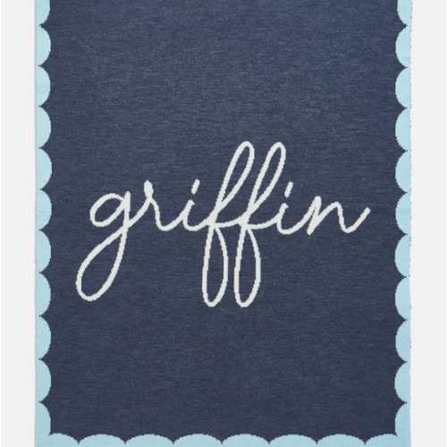 Subtly Scalloped Custom Blanket - Navy/Blue
