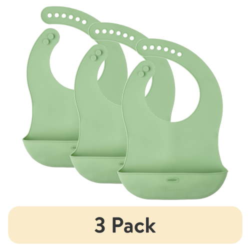 (3 pack) UpwardBaby Food-Catching Silicone Bib - BPA Free - 100% Food-Grade Silicone - 6m+ Unisex - Infant
