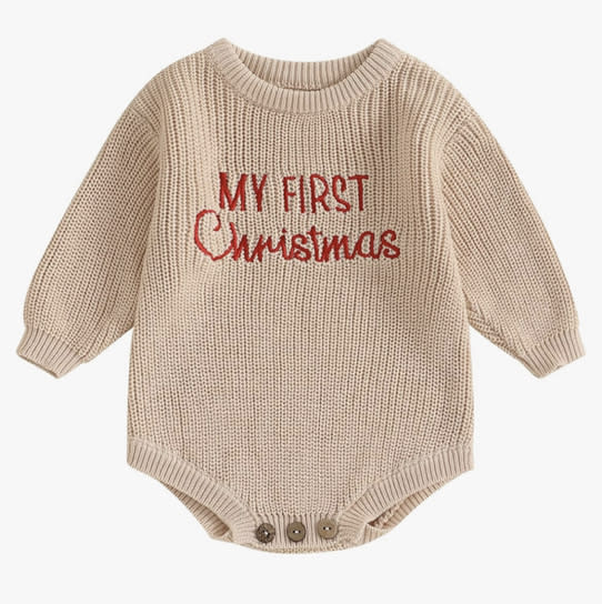 Adobabirl Baby Girl Boy Knitted Sweater Bubble Romper Long Sleeve Jumpsuit Festival Outfit Fall Winter Spring Clothes