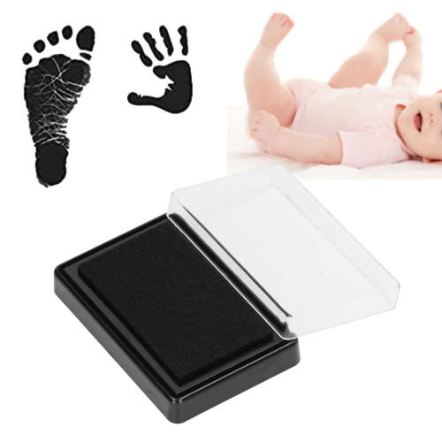 Baby Ink Pad, No Mess Baby Safe Ink Pad, DIY Baby Handprint and Baby Footprint Ink Pad Keepsake[Black]