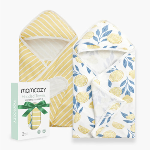 2-Pack Momcozy Baby Hooded Towels - Lemon Design
