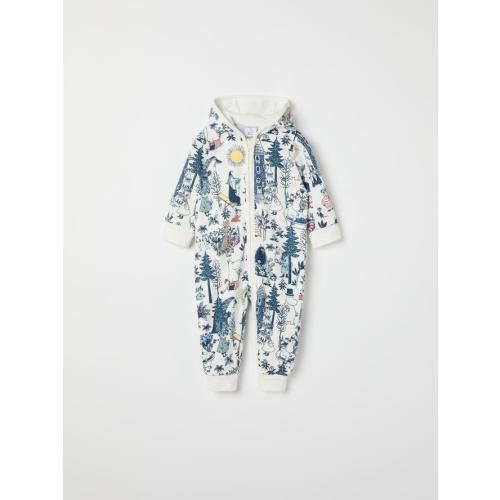 9-12mo MOOMIN PRINT GOTS HOODED ROMPER (1-12MOS)-31389