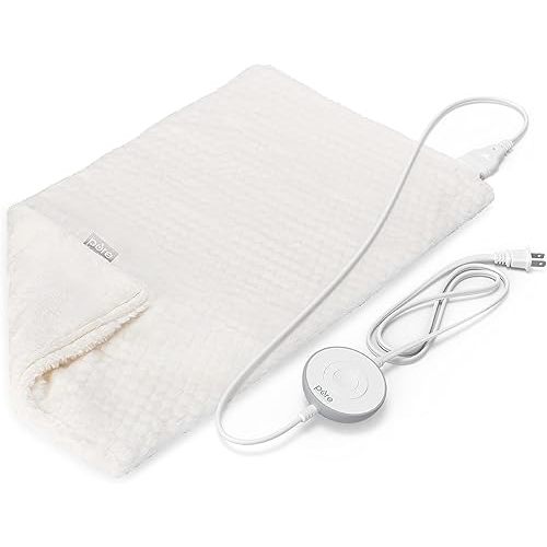 Pure Enrichment PureRadiance Luxury Heating Pad for Cramps, Back, Neck, & Shoulder Pain Relief, Patented Design, Soft Faux Fur & Micromink, 6 Heat Settings, Machine Washable, 12”x24”(Cloud)