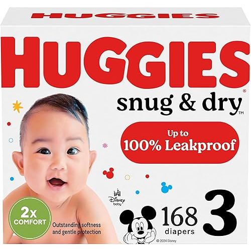 Huggies Size 3 Diapers, Snug & Dry Baby Diapers, Size 3 (16-28 lbs), 168 Count, Packaging May Vary