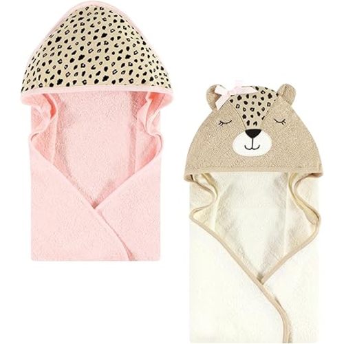 Hudson Baby Unisex Baby Cotton Animal Face Hooded Towel, Cheetah, One Size