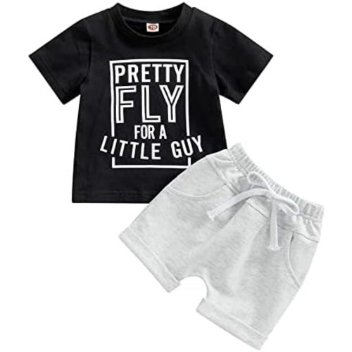 Sejardin Toddler Baby Boy Clothes Mamas Little Boy Summer Outfit Short Sleeve Letter T Shirt Tops Newborn Rolled Shorts Set