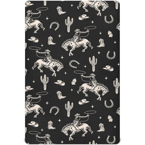 Crib Sheets Cowboy Western Cactus Vintage Baby Crib Sheets Mattress Cover for Boys and Girls Soft Breathable Fitted Kids Toddler Bed Sheets 52" x 28" x 9"