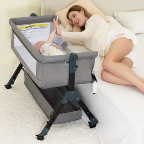 kmaier Baby Bassinet Sleeper, Adjustable Bedside Sleeper, Lightweight and Convenient,for 0-18 months-gray