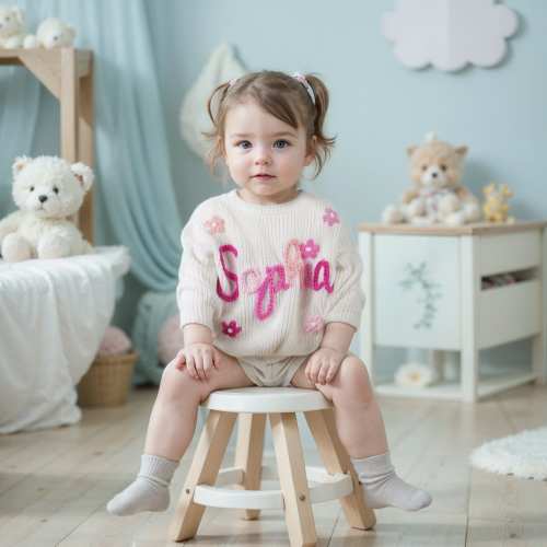 Personalized Baby Name Sweater,Custom Embroidered Toddler Sweater,Cute Baby Floral Sweater,Baby Announcement,Baby Shower Gift,Newborn Gift
