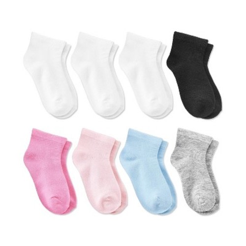 Toddler 8pk Ankle Socks - Dealworthy™, Color: Pink/Blue/Black, Size: 12-24M