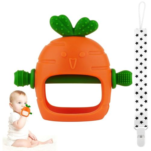 Chuya Silicone Baby Teething Toys Teether for Babies 0-24 Months Carrot Hand Teethers Teething Relief Sore Gums Baby Toys for Infants