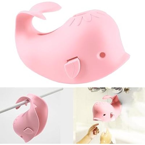 Bath Spout Cover for Bathtub,Baby Shower Protector Cover A Fun Way to Protects Baby from Bumping Head During Bathing Time Cute Soft Whale Design Making for Enjoyable Safe Baths (Pink)