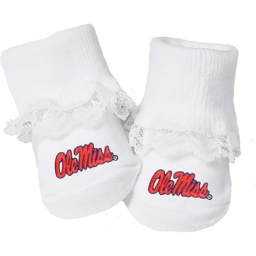 Mississippi Ole Miss Rebels Baby Toe Bootie Socks with Lace
