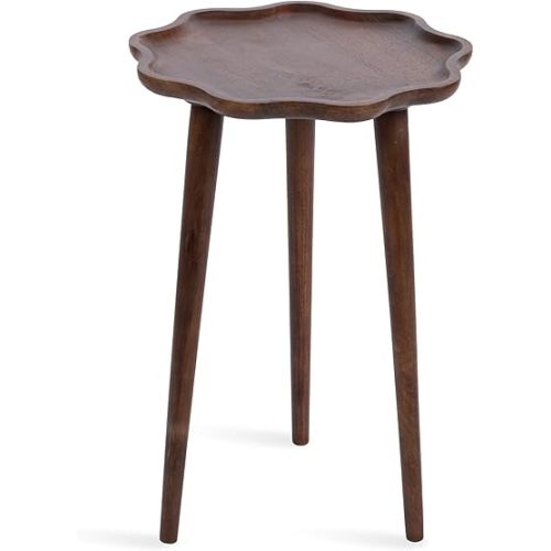 Kate and Laurel Alezar Modern Decorative Wooden Round Side Wavy Edge for Bedroom Nightstand or Living Room Accent Table, 15x15x22, Black