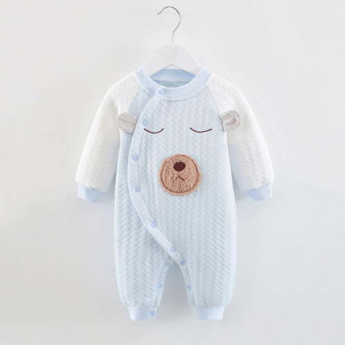 Busydd Baby Girl Clothes 0-18 Months Unisex Baby Boy Newborn Onesies Long Sleeve Round Neck Button Infant Romper Cute Warm Cotton Romper