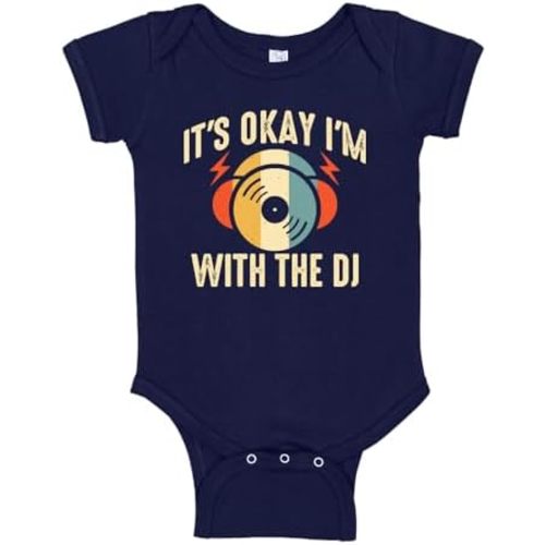 I'm with The DJ Baby One Piece or Toddler T-Shirt Disc Jockey Baby Gift