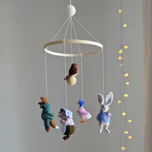 Beatrix Potter mobile, Peter rabbit nursery, Peter rabbit mobile, Baby mobile boy, Girl baby mobile, Peter rabbit felt, Baby cottontail
