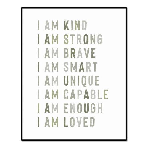 Positive Affirmations, Classroom Wall Art, Green Nursery Wall Decor Neutral, Educational Posters, Kids Room Decor, Inspirational Quotes, Playroom Decor, Boys Room Decor, Unframed (8X10 INCH)