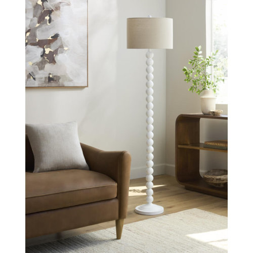 Alcott Hill® Dygall Painted Resin Floor Lamp with Linen Drum Shade & Reviews | Wayfair