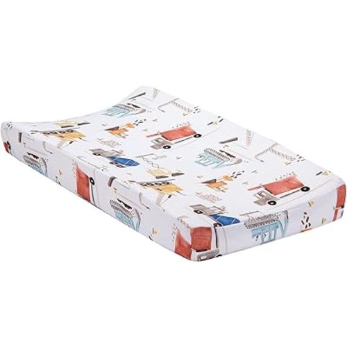Bedtime Originals Construction Zone Changing Pad Cover - White/Trucks