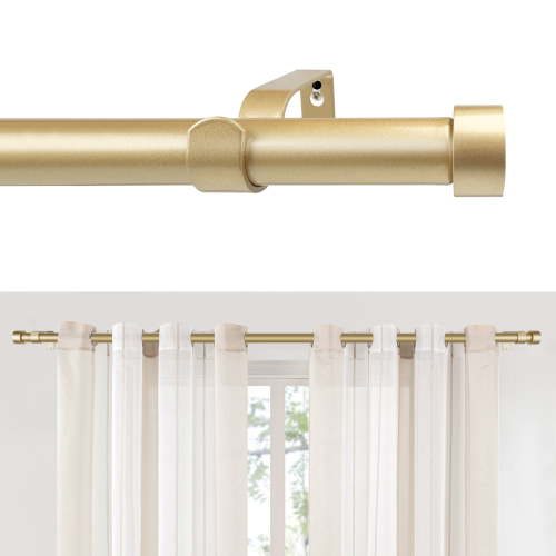 MaKefeile Classic 48-144 Inch Gold Curtain Rods Heavy duty Single Curtain Rod for Windows,1 Inch Diameter