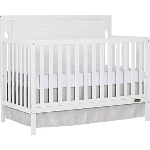 Cape Cod 5-in-1 Convertible Crib in White, Greenguard Gold Certified, 55x30x44.5 Inch (Pack of 1)