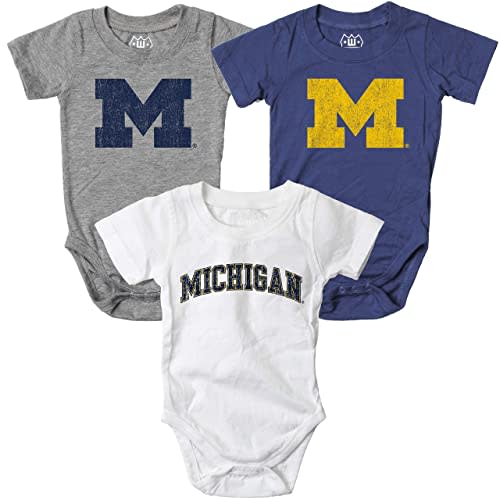 Wes and Willy Baby College Team 3 Pack of Cotton Rompers