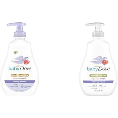Baby Dove Sensitive Skin Care Baby Wash Calming Moisture For a Calming Bath Wash Hypoallergenic & Sensitive Skin Care Baby Lotion For a Soothing Scented Lotion Calming Moisture