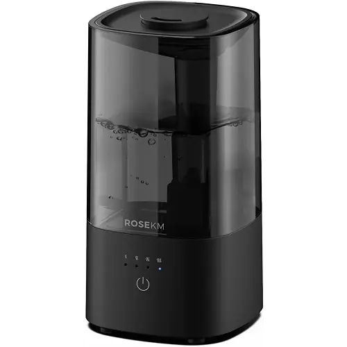 ROSEKM Humidifiers for Bedroom, Cool Mist Humidifier for Home Plant and Baby Nursery, Quiet Ultrasonic Humidifier with 360° Nozzle, Auto Shut-Off, Filterless, Black