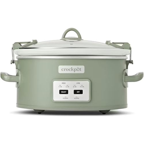 Crock-Pot Locking Lid 6qt Cook and Carry Programmable Slow Cooker Moonshine Green (Green)
