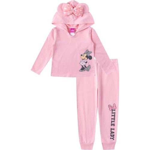 Disney Minnie Mouse Baby Girls Hoodie and Pants Set for Infant and Toddler Kids – Pink/Red/Grey - 12 Months