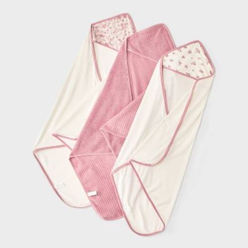 Baby 3pk hooded Bath Towel - Cloud Island™ Pink