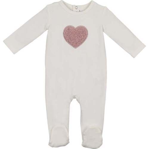 Sherpa Heart Footie, Off White - Maniere | Maisonette